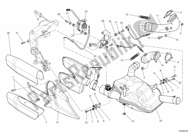 All parts for the Exhaust System of the Ducati Multistrada 1200 S Sport 2012